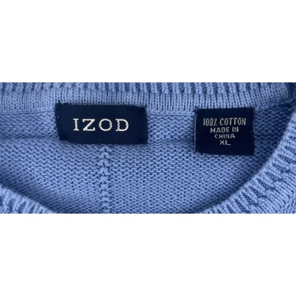Izod Blue Cotton Men's Sweater XL Crew Neck Pullover - Picture 2 of 4